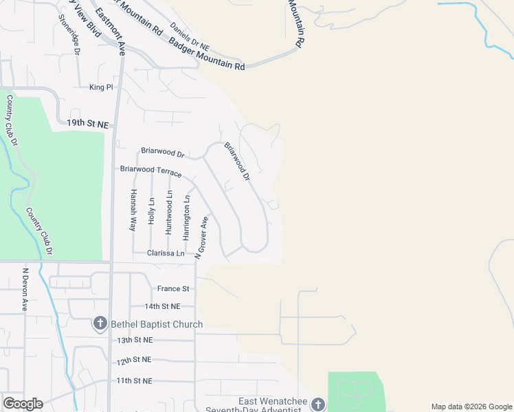 map of restaurants, bars, coffee shops, grocery stores, and more near 845 Briarwood Drive in East Wenatchee
