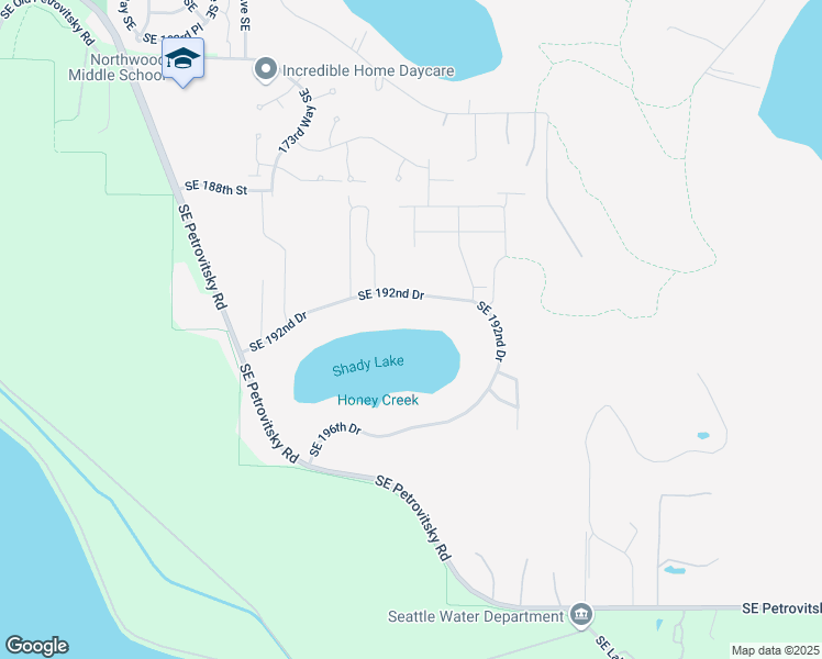 map of restaurants, bars, coffee shops, grocery stores, and more near 17623 Southeast 192nd Drive in Renton