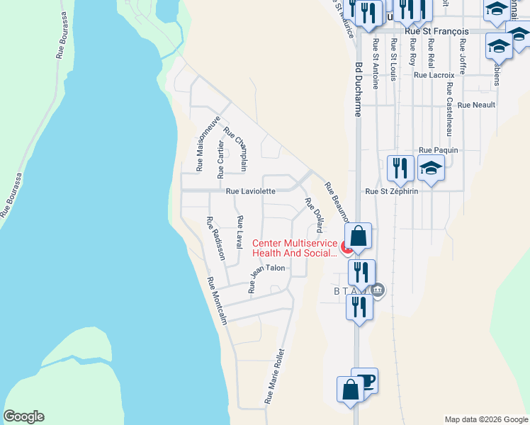 map of restaurants, bars, coffee shops, grocery stores, and more near in La Tuque