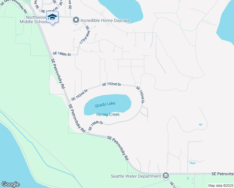 map of restaurants, bars, coffee shops, grocery stores, and more near 17623 Southeast 192nd Drive in Renton