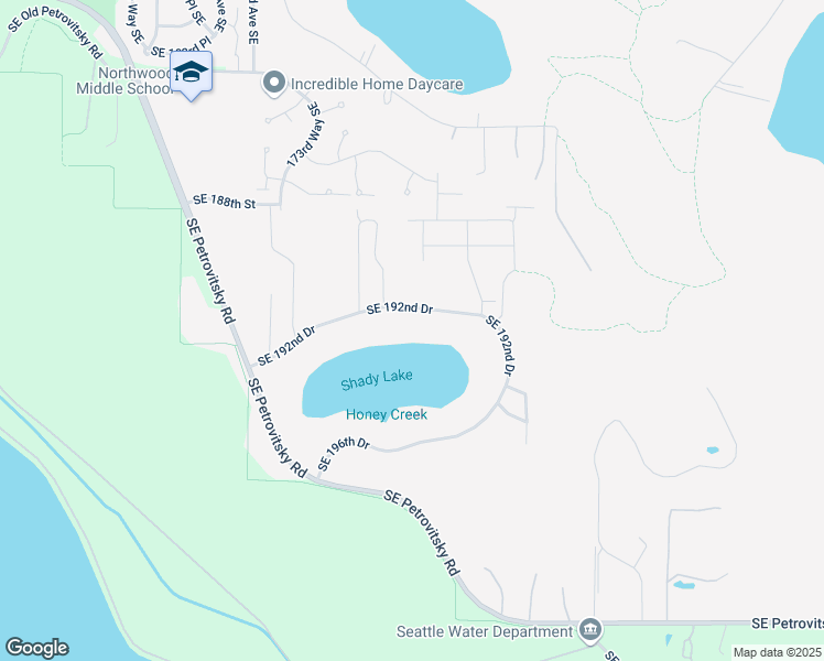 map of restaurants, bars, coffee shops, grocery stores, and more near 17623 Southeast 192nd Drive in Renton