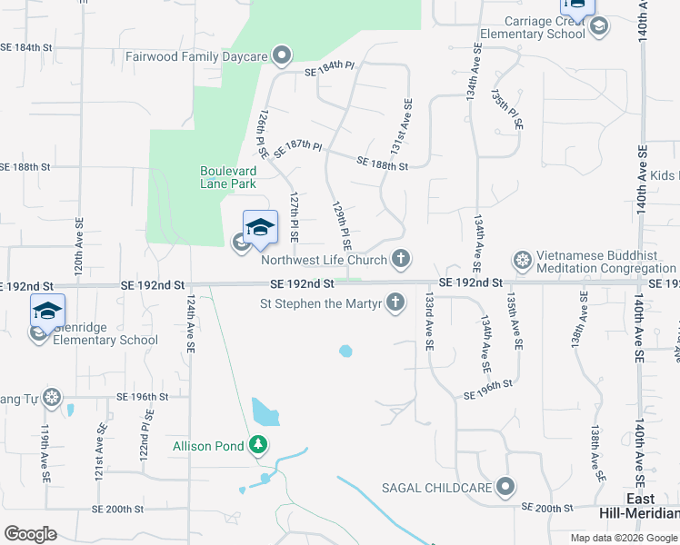 map of restaurants, bars, coffee shops, grocery stores, and more near 12755 Southeast 191st Place in Renton