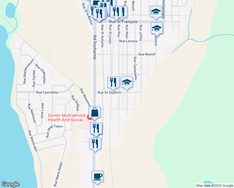 map of restaurants, bars, coffee shops, grocery stores, and more near 811 Rue Roy in La Tuque