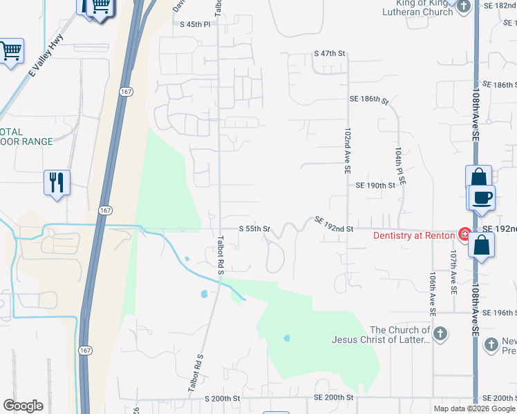 map of restaurants, bars, coffee shops, grocery stores, and more near 611 South 53rd Place in Renton