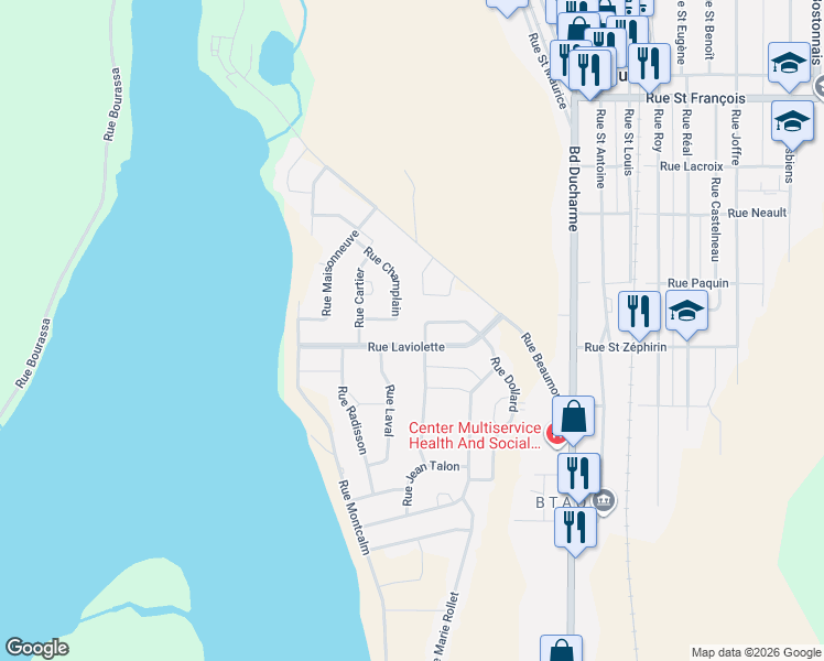 map of restaurants, bars, coffee shops, grocery stores, and more near in La Tuque