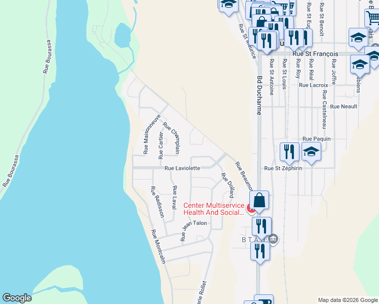 map of restaurants, bars, coffee shops, grocery stores, and more near in La Tuque