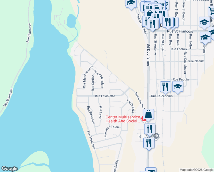 map of restaurants, bars, coffee shops, grocery stores, and more near in La Tuque