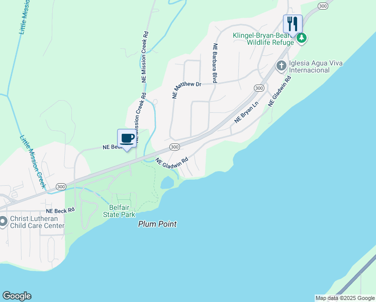 map of restaurants, bars, coffee shops, grocery stores, and more near 190 Angove Place in Belfair