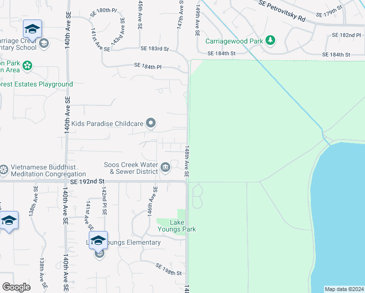 map of restaurants, bars, coffee shops, grocery stores, and more near 14753 Southeast 189 Place in Renton