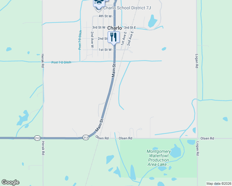 map of restaurants, bars, coffee shops, grocery stores, and more near 46-82 Main Street in Charlo