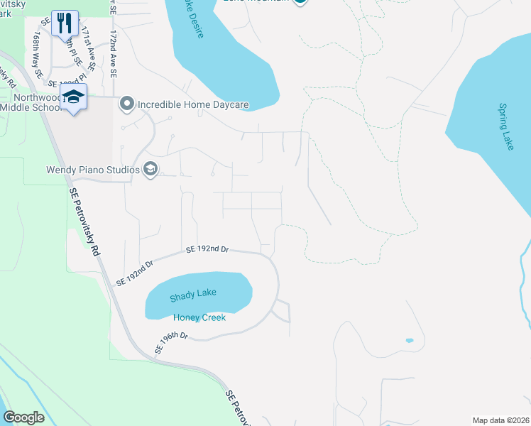 map of restaurants, bars, coffee shops, grocery stores, and more near 17826 Southeast 189th Street in Renton