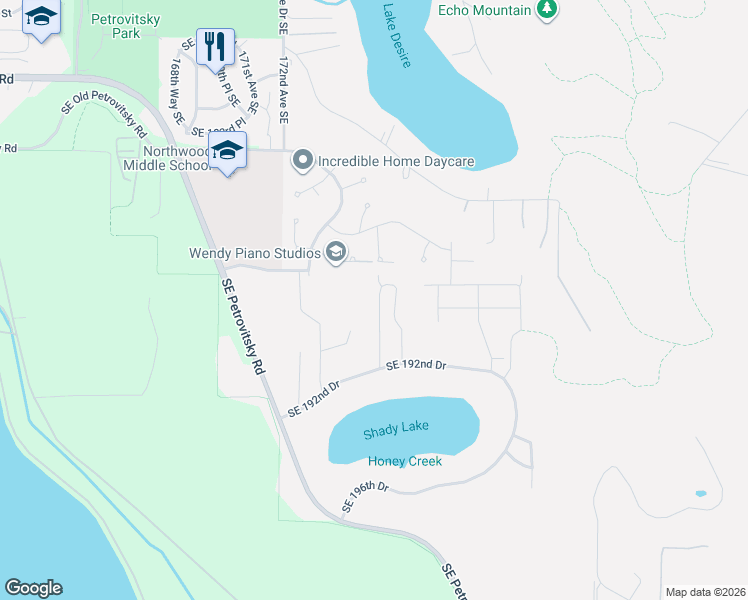 map of restaurants, bars, coffee shops, grocery stores, and more near 18828 175th Place Southeast in Renton
