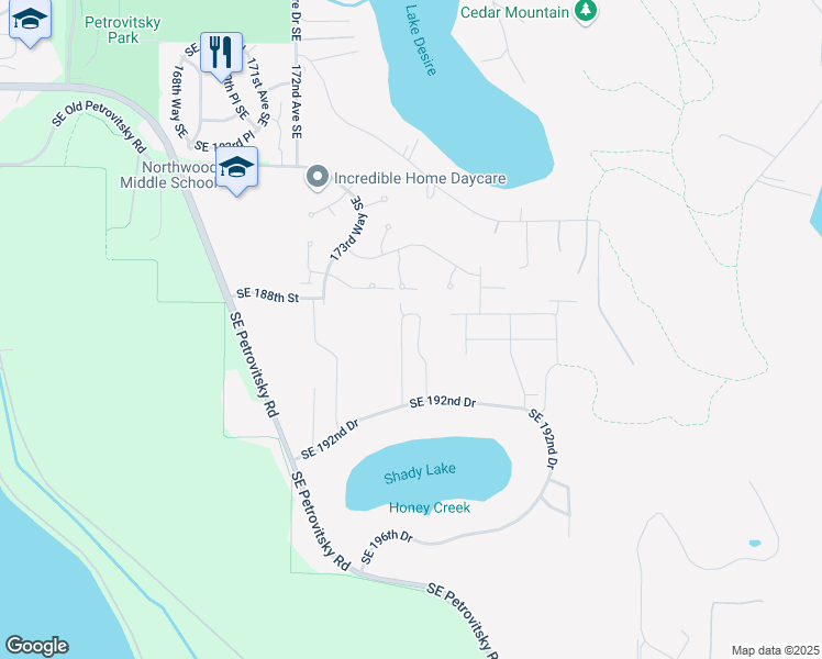 map of restaurants, bars, coffee shops, grocery stores, and more near 18828 175th Place Southeast in Renton