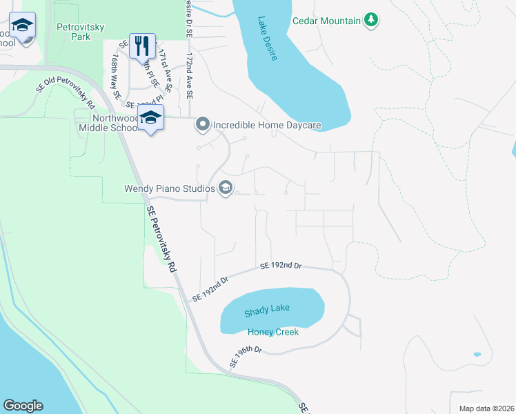 map of restaurants, bars, coffee shops, grocery stores, and more near 18828 175th Place Southeast in Renton