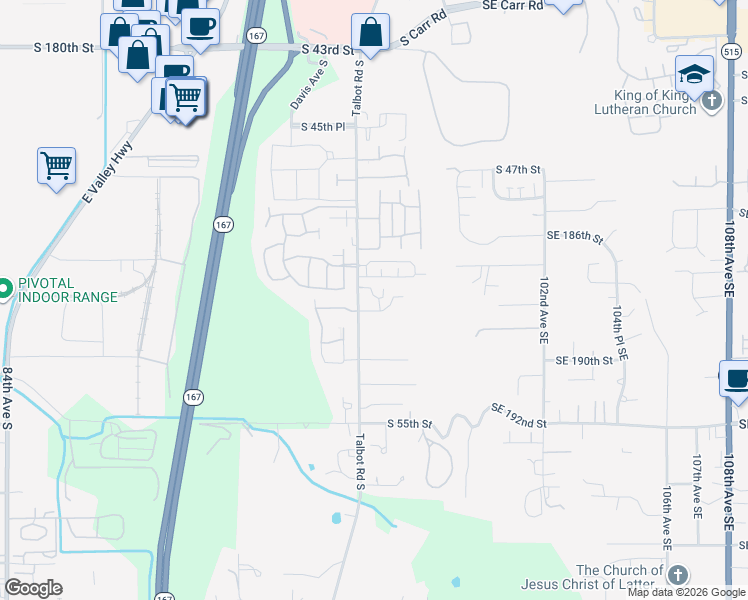 map of restaurants, bars, coffee shops, grocery stores, and more near 440 South 51st Court in Renton