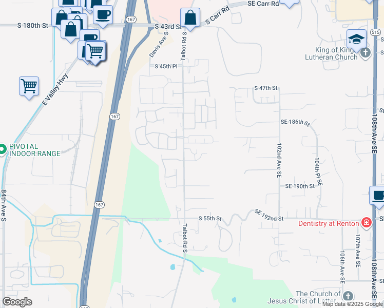 map of restaurants, bars, coffee shops, grocery stores, and more near 400 South 50th Place in Renton