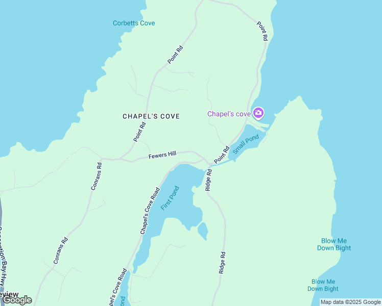 map of restaurants, bars, coffee shops, grocery stores, and more near Fewers Hill in Harbour Main-Chapel's Cove-Lakeview