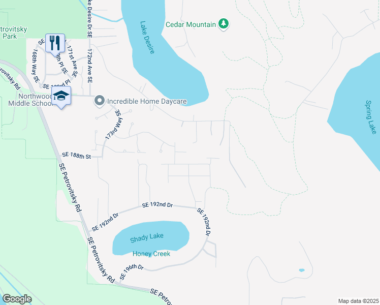 map of restaurants, bars, coffee shops, grocery stores, and more near 17750 SE 187th Place in Renton