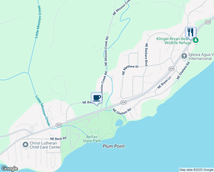 map of restaurants, bars, coffee shops, grocery stores, and more near 180 Northeast Mission Creek Road in Belfair