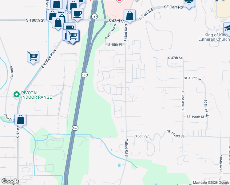 map of restaurants, bars, coffee shops, grocery stores, and more near 5029 Davis Avenue South in Renton