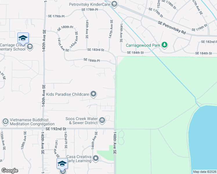 map of restaurants, bars, coffee shops, grocery stores, and more near 14752 Southeast 187 Court in Renton