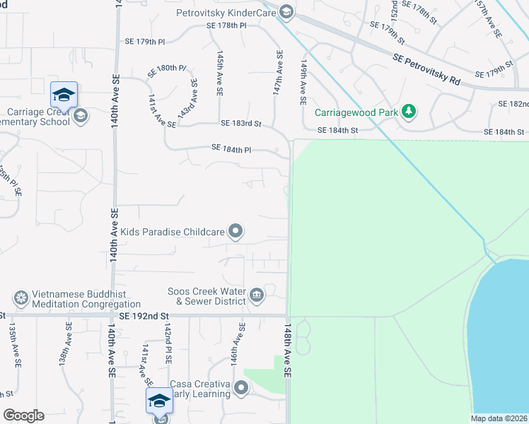 map of restaurants, bars, coffee shops, grocery stores, and more near 14752 Southeast 187 Court in Renton