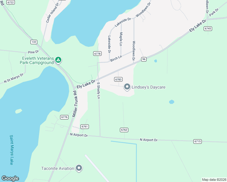 map of restaurants, bars, coffee shops, grocery stores, and more near 7728 Olaughlin Drive in Eveleth