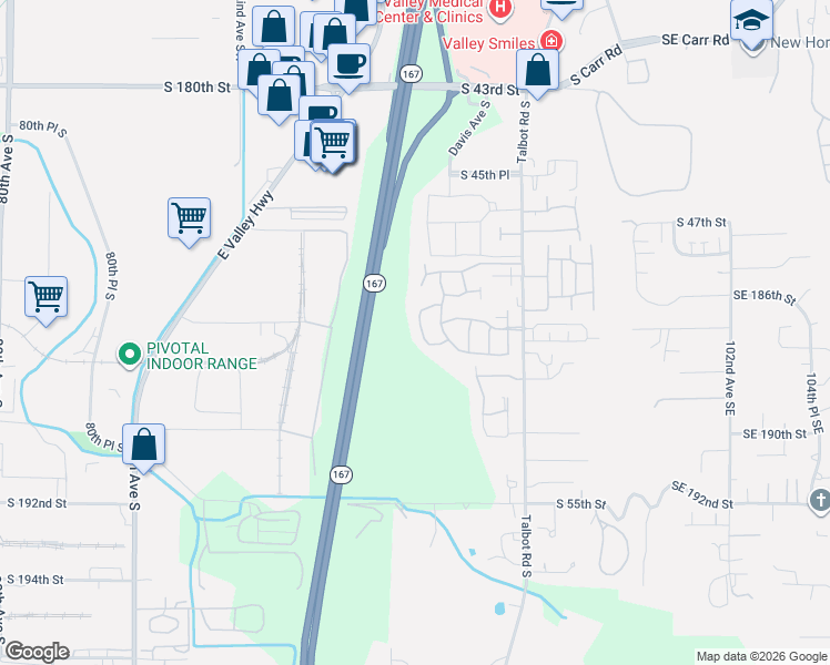 map of restaurants, bars, coffee shops, grocery stores, and more near 5007 Lake Place South in Renton