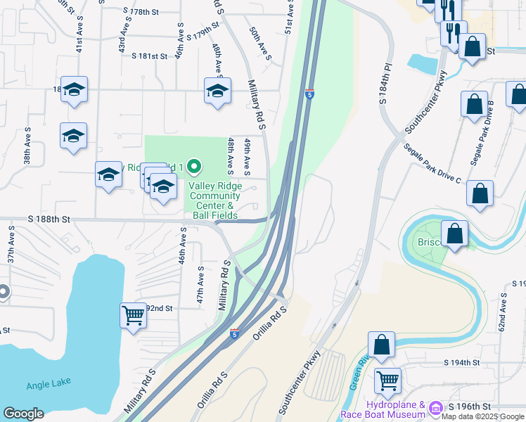 map of restaurants, bars, coffee shops, grocery stores, and more near 4826 South 187th Place in SeaTac