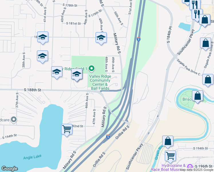 map of restaurants, bars, coffee shops, grocery stores, and more near in SeaTac