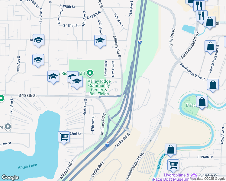 map of restaurants, bars, coffee shops, grocery stores, and more near 4826 South 187th Place in SeaTac