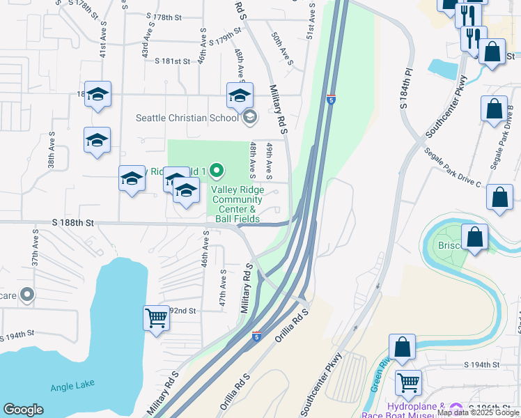 map of restaurants, bars, coffee shops, grocery stores, and more near in SeaTac