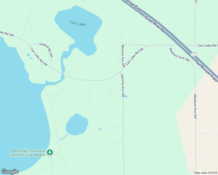 map of restaurants, bars, coffee shops, grocery stores, and more near 1045 Woodward Drive Southwest in Bemidji