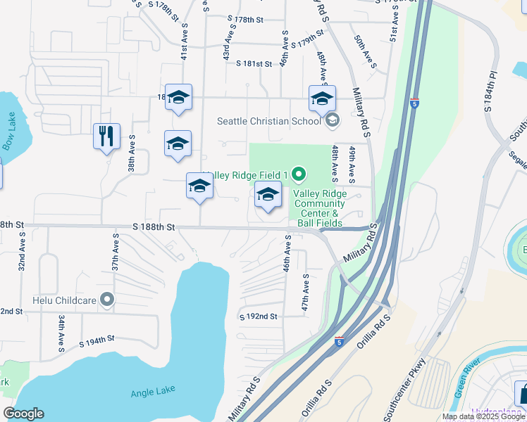 map of restaurants, bars, coffee shops, grocery stores, and more near 4424 South 188th Street in SeaTac