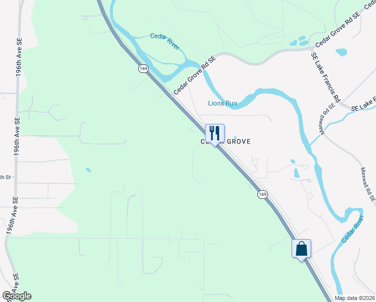 map of restaurants, bars, coffee shops, grocery stores, and more near 18467 Renton-Maple Valley Road in Maple Valley
