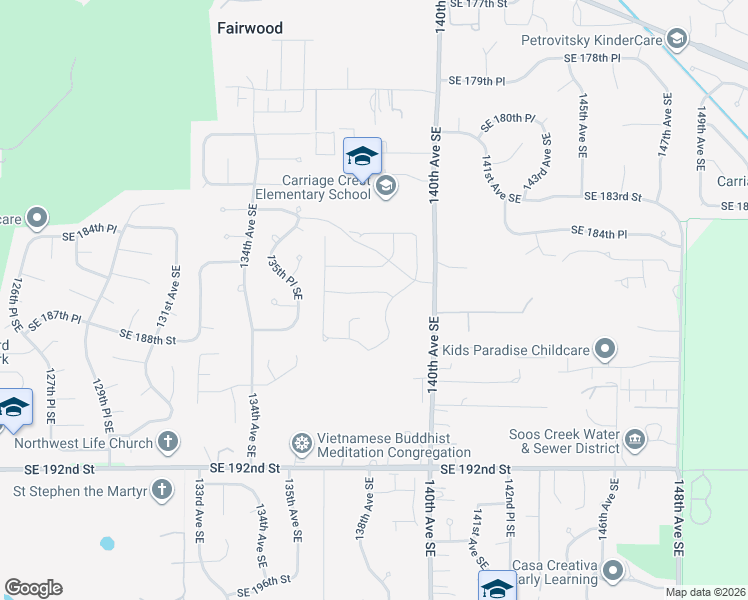map of restaurants, bars, coffee shops, grocery stores, and more near 18711 139th Way Southeast in Renton