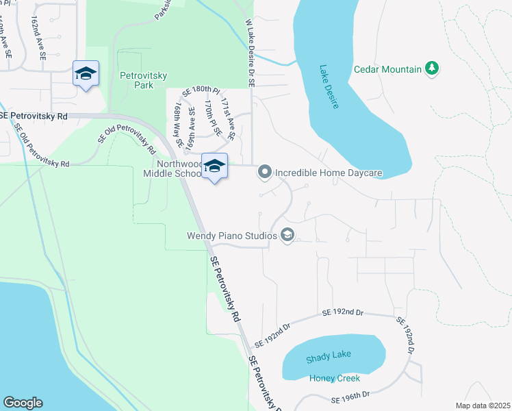 map of restaurants, bars, coffee shops, grocery stores, and more near 18637 172nd Place Southeast in Renton