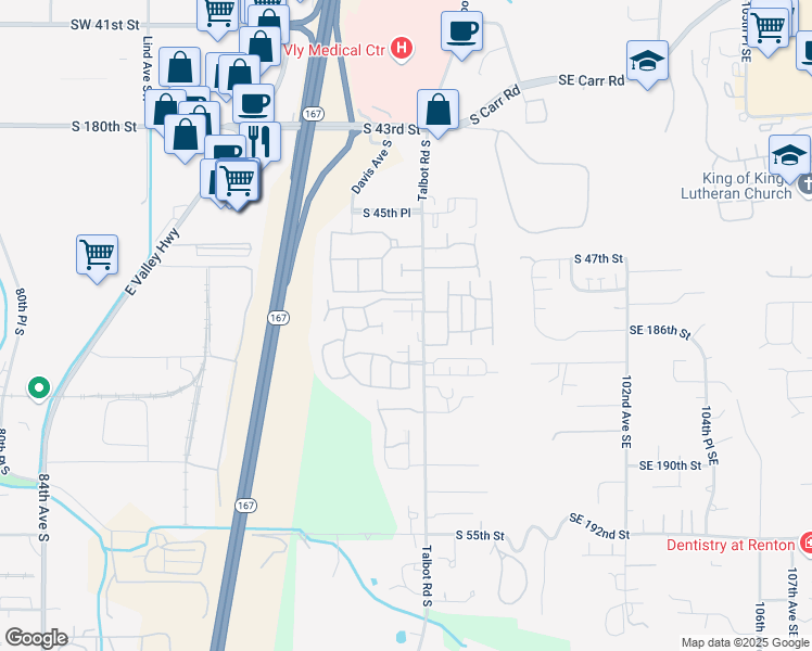 map of restaurants, bars, coffee shops, grocery stores, and more near 4809 Talbot Road South in Renton