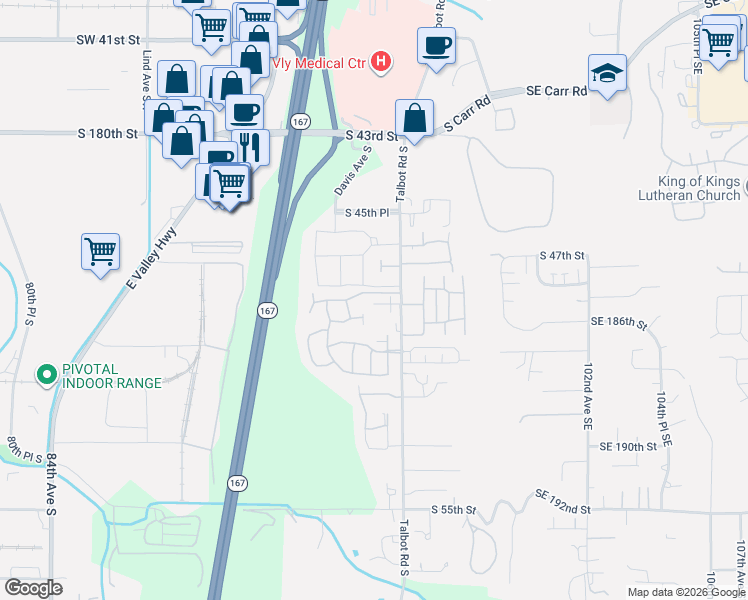 map of restaurants, bars, coffee shops, grocery stores, and more near 4809 Talbot Road South in Renton