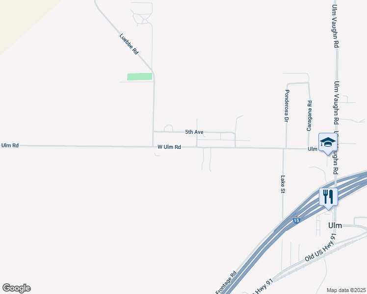 map of restaurants, bars, coffee shops, grocery stores, and more near 70 West Ulm Road in Cascade