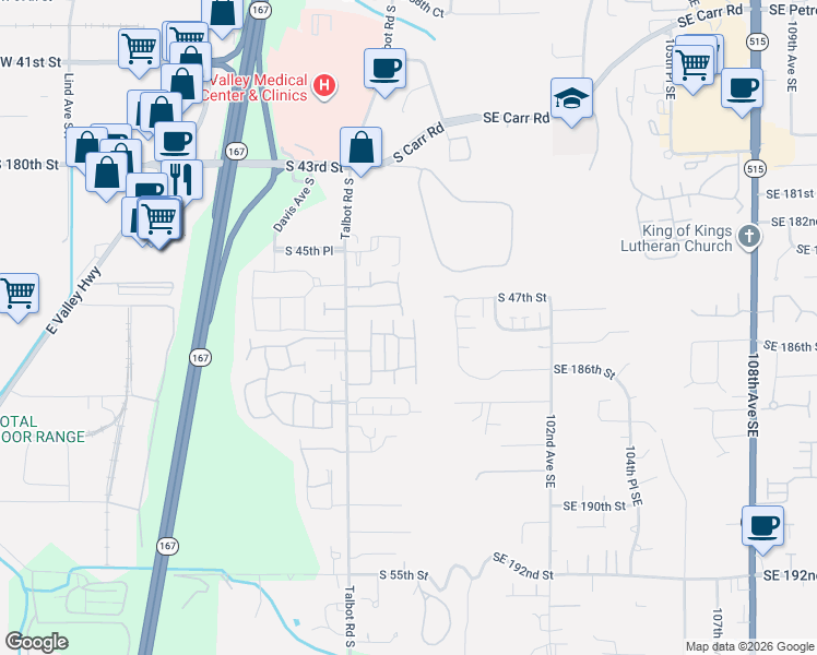 map of restaurants, bars, coffee shops, grocery stores, and more near 4635 Morris Avenue South in Renton