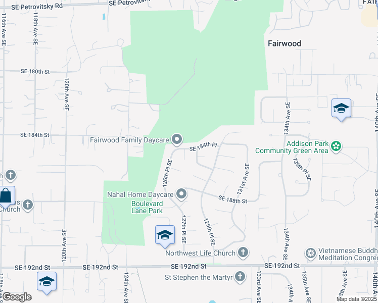 map of restaurants, bars, coffee shops, grocery stores, and more near 12712 Southeast 184th Place in Renton