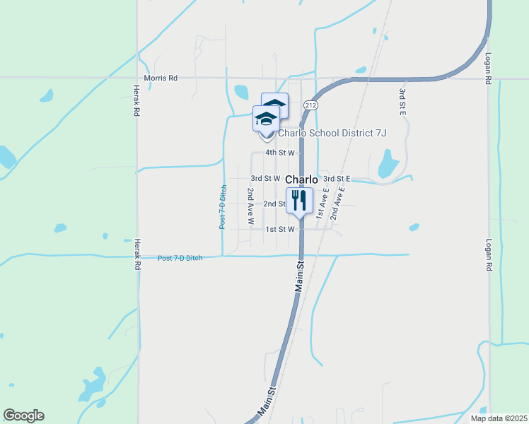 map of restaurants, bars, coffee shops, grocery stores, and more near 35-67 2nd St W in Charlo