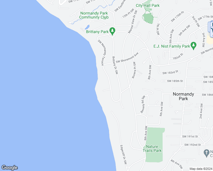 map of restaurants, bars, coffee shops, grocery stores, and more near 18177 Normandy Terrace Southwest in Normandy Park