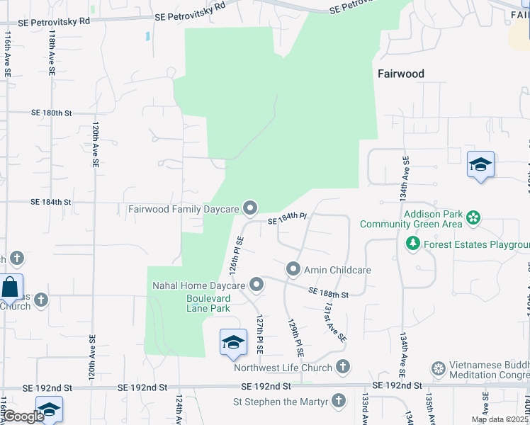 map of restaurants, bars, coffee shops, grocery stores, and more near 12712 Southeast 184th Place in Renton
