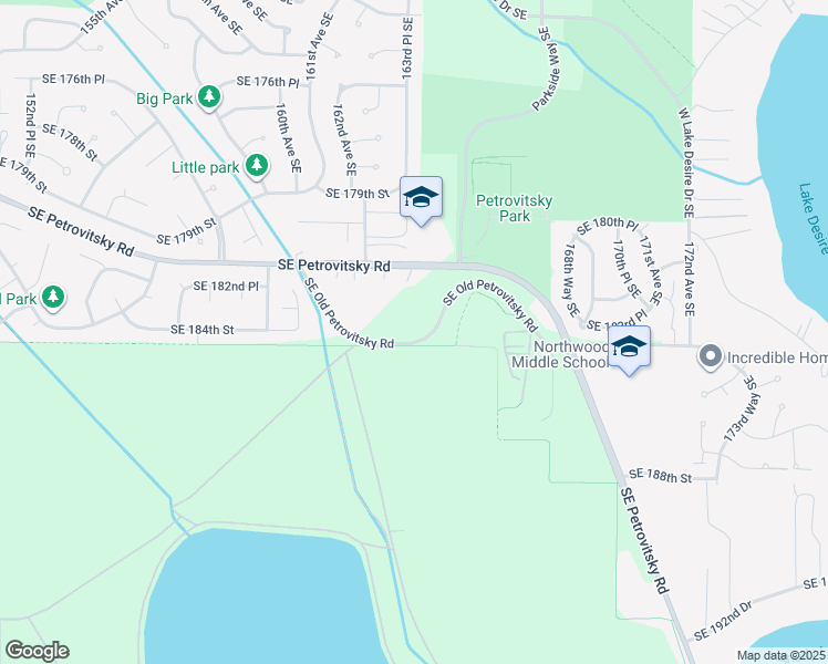 map of restaurants, bars, coffee shops, grocery stores, and more near 16328 Southeast Old Petrovitsky Road in Renton