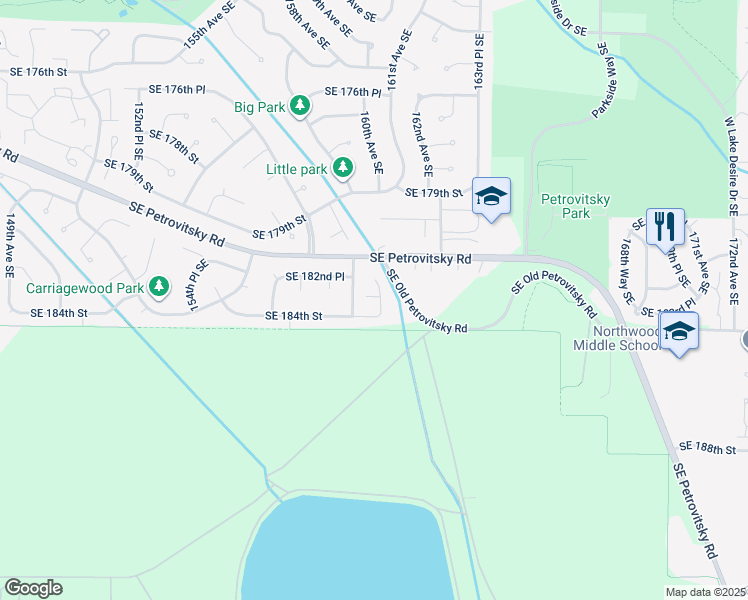 map of restaurants, bars, coffee shops, grocery stores, and more near 18353 160th Place Southeast in Renton