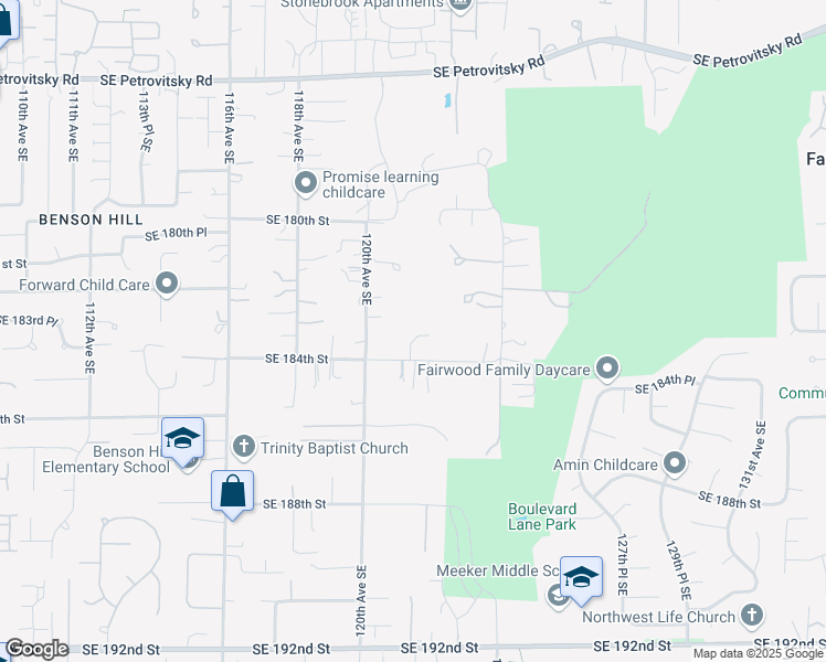 map of restaurants, bars, coffee shops, grocery stores, and more near 18307 121st Place Southeast in Renton