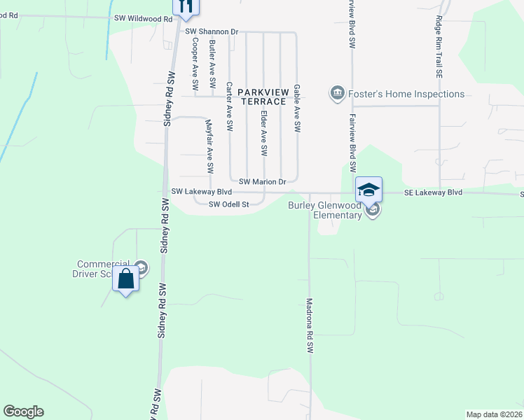 map of restaurants, bars, coffee shops, grocery stores, and more near 746 Southwest Odell Street in Port Orchard