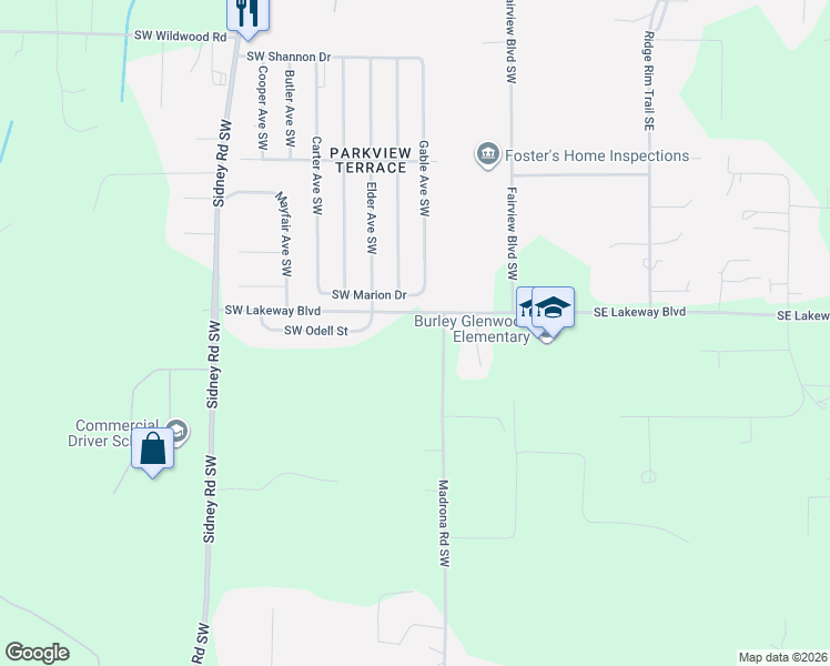 map of restaurants, bars, coffee shops, grocery stores, and more near 504 Southwest Marion Drive in Port Orchard